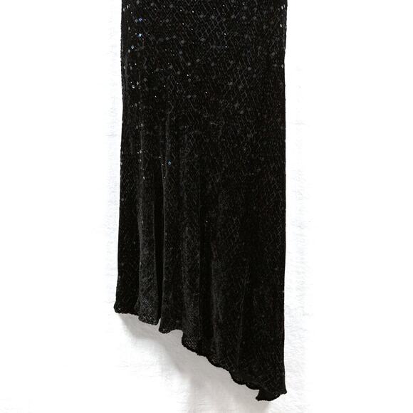 VTG Velvet Hand Beaded Asymmetrical Gown Formal Dress Sequin Special Occasion XS - Picture 3 of 7